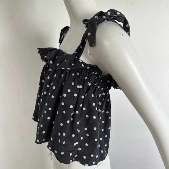 DL1961 Polka Dot Tie Halter Cropped Top Size M Like new - Picture 5 of 8